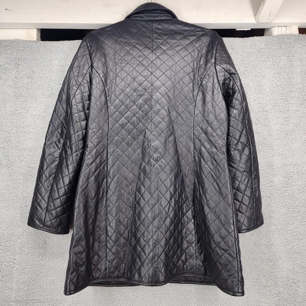 Neiman Marcus Exclusive Vintage Black Quilted Lamb Leather Jacket Coat Womens XL - Picture 4 of 12